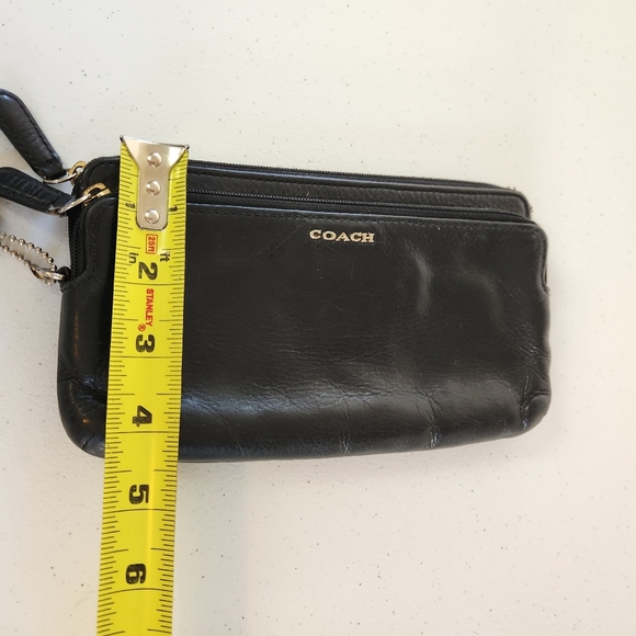 Coach Black Leather Double Zip Wallet Clutch Minimalist Designer Office - Picture 10 of 10